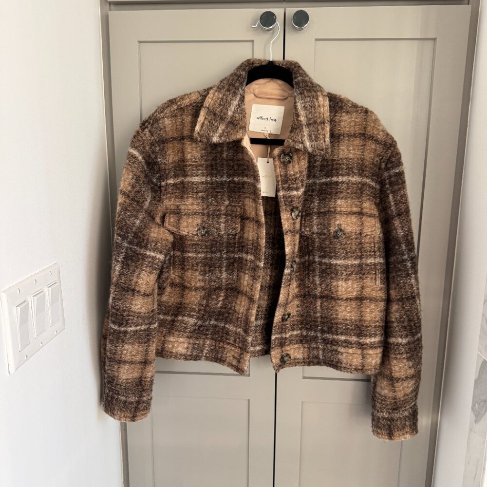 NEW Aritzia Boxy Autumn Wool Shirt Jacket - Brown Plaid -  Size S